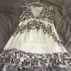Free People Boho ruffle dress cream w pink flowers